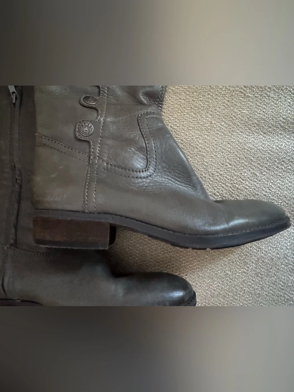 Sam Edelman Gray Over-the-Knee Leather Riding Boots